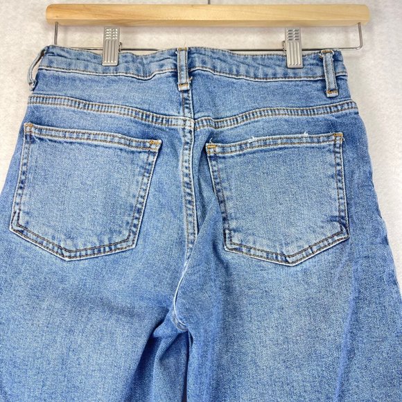 TOPSHOP Womens 25 Petite Stretch Moto Fringe Hem High Rise Denim Jeans Pockets - Picture 8 of 9